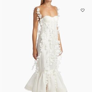 Zimmermann Petal Appliqué Linen-Silk Corset Gown
